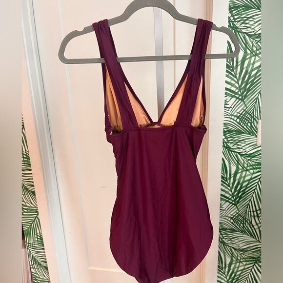 J Crew Burgundy Plunging Neckline One Piece Size 8 NWT - Picture 4 of 8